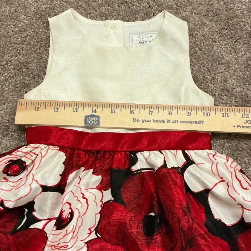 Gymboree Dressed Up Girls Dress‎ Red White Floral Bow Party 18-24 Months
